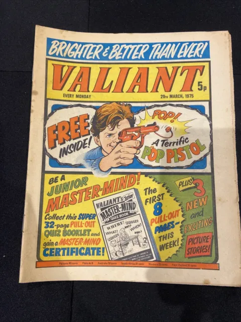 Valiant 29Th March 1975 Fleetway British Weekly Comic*