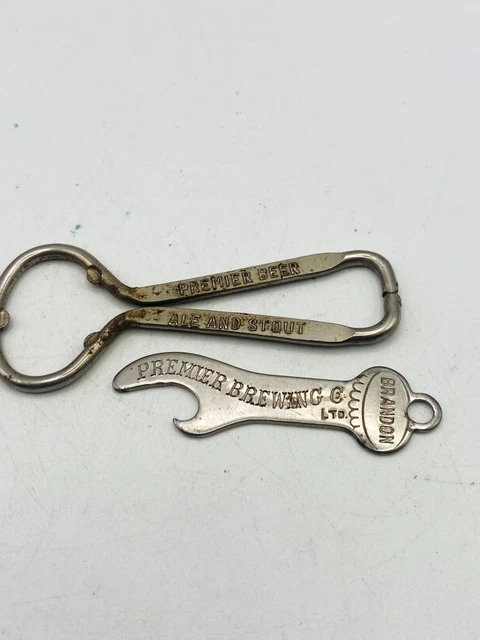 Vintage Advertising BOTTLE OPENER Lot x2 PREMIER Beer Brewery Brandon Manitoba