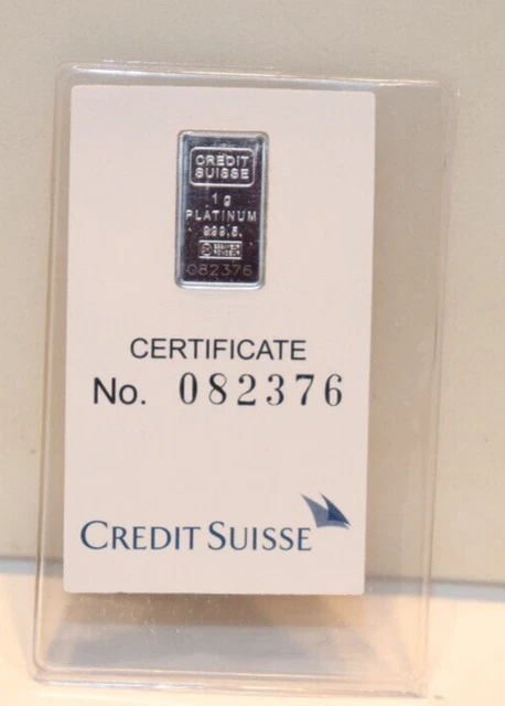 1 Gram Platinum Bar Credit Suisse Bar