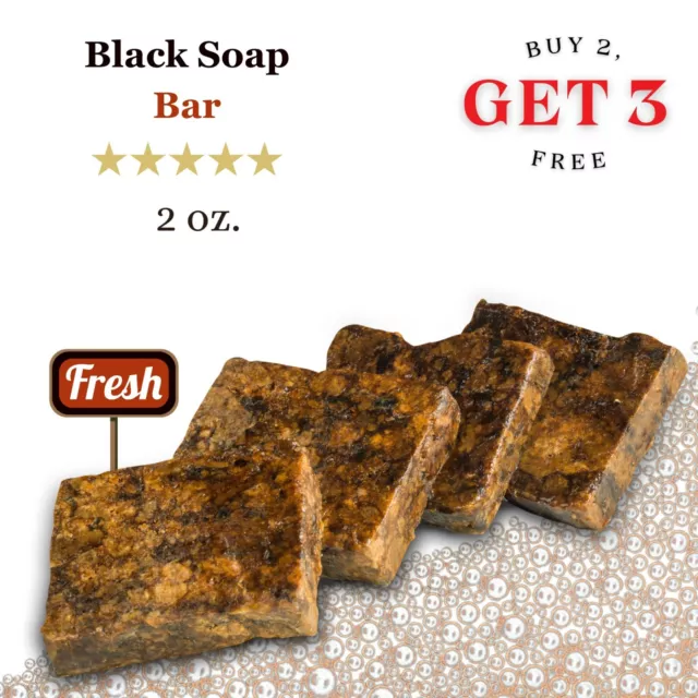 Raw African Black Soap Bar 2 oz. 100% Raw Organic Natural Unrefined Wholesale