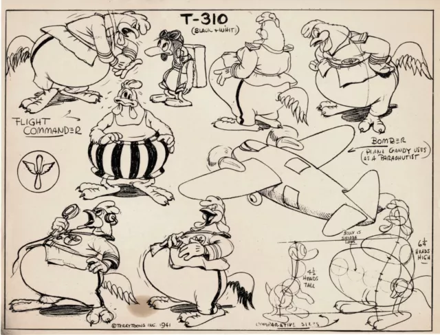 Terrytoons Production Animation Print Model Sheet 1941 Gandy Goose