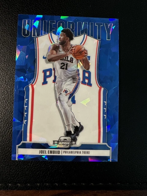 2020 Panini Contenders Optic Uniformity Blue Cracked Ice Prizm Joel Embiid #24