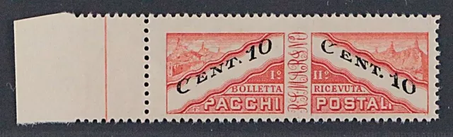San Marino 17 UMs ** 1945, Paketmarke 10 C. Mitte UNGEZÄHNT, postfrisch, 750 €