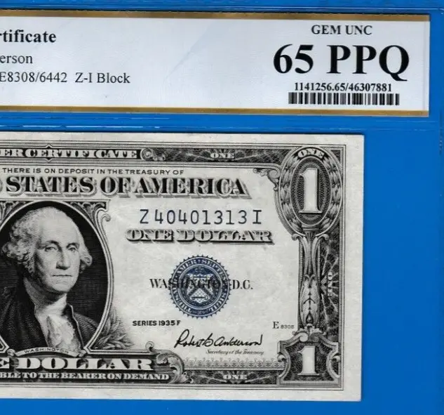FANCY S/N  "4040 - 1313"   $1  1935 F  Silver Certificate NOTE  PCGS 65 Fr. 1615