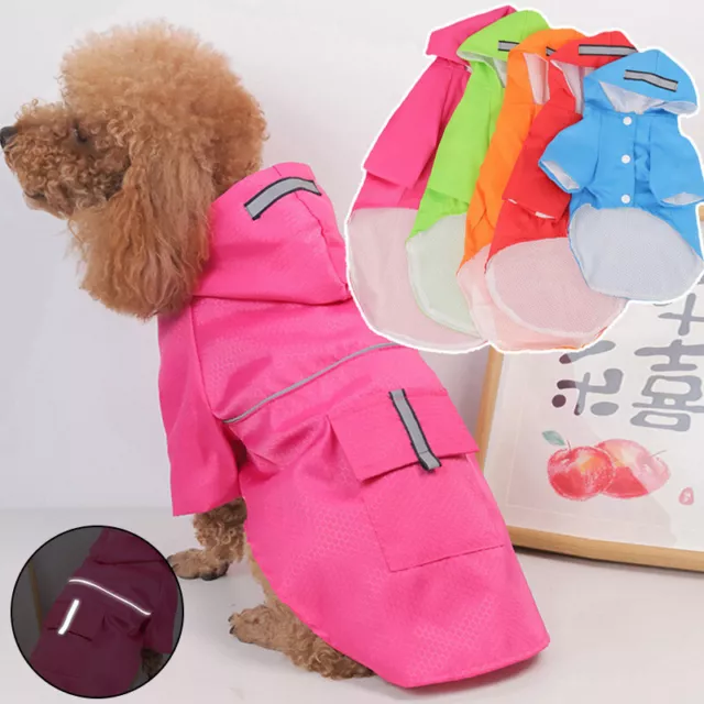 Dog Cat Cute Reflective Raincoat Pet Waterproof Puppy Coat Hoodie Jacket Clothe-