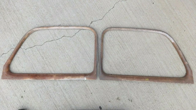 1940 Chevy 4dr Sedan REAR DOOR WINDOW GARNISH MOLDINGS Original GM pair