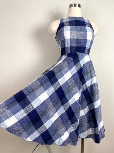 NEW Eliza J Womens 4P Plaid Fit & Flare Dress Tie Bow Back Sleeveless 2