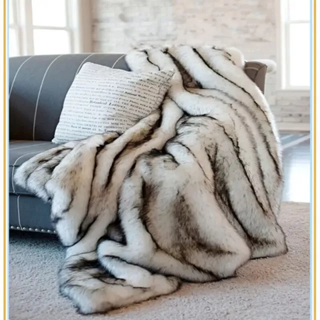 Luxury Plush Soft Warm Synthetic Fox Fur Throw Blanket Thick Warm Blankets