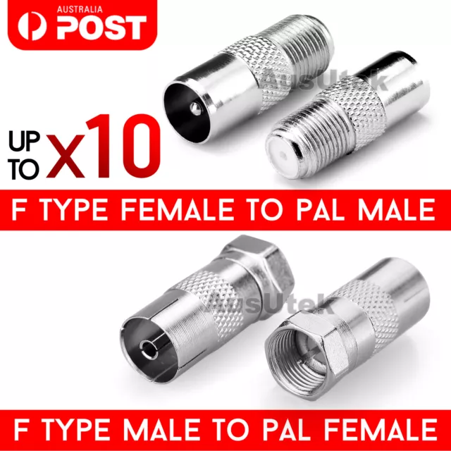 F-Type Male to PAL Female Socket TV Antenna Cable Connector Adaptor RG6 Adapter