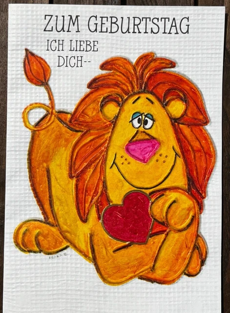 LUSTIGE GLÜCKWUNSCH KARTE zum Geburtstag mit LÖWEN, DinA5, OVP or. 70