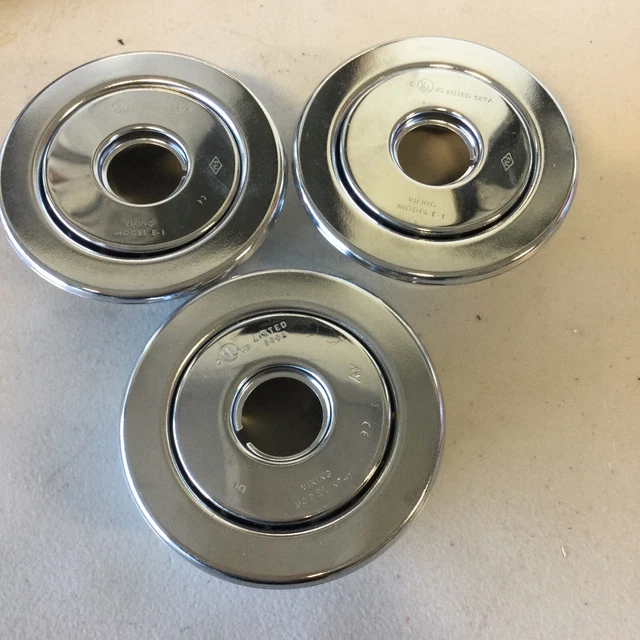 3 Quantity Viking Fire Sprinkler Chrome Cover Ring Model NP-1 & NP-4, Fits 1/2”
