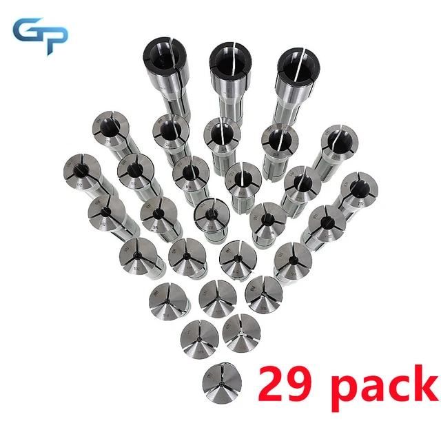 29 Pack R8 Collet Set Fractional 1/32" - 1" High Precision Fit For Bridgeport US