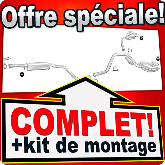 Ligne D'échappement Complète Pour Ford Mondeo MK1/MK2 2.0 Berline (1993-1997) - 3 Silencieux - Acier Aluminié