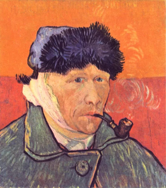 Self-Portrait with cut ear [1] by Van Gogh Giclee Fine Art Print Repro on Canvas