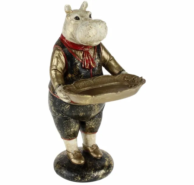 Voss Figur Hippo 29 cm Tablett Kartenhalter Skulptur Dekoration Nilpferd Butler
