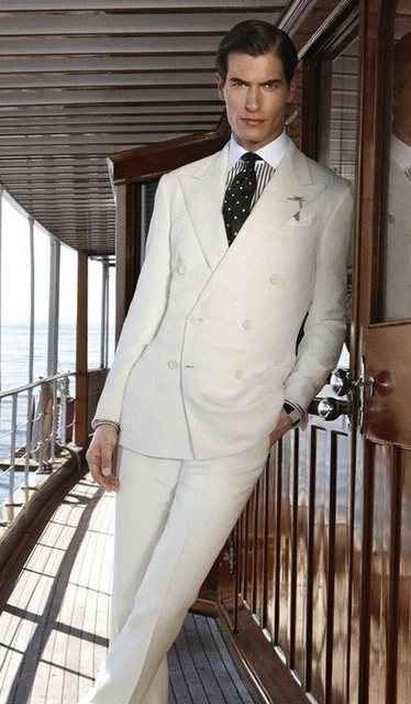 MEN IVORY OFF White Suit Designer Grooms Wedding Dinner Party