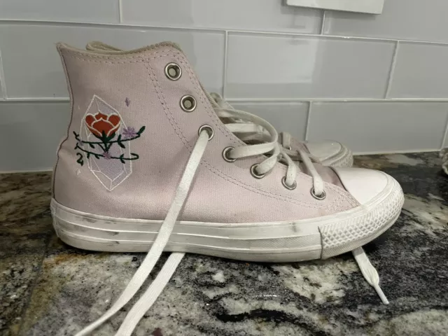 Women’s CONVERSE Chuck Taylor Embroidered Crystals Womens Hi Top Shoes Sz 8