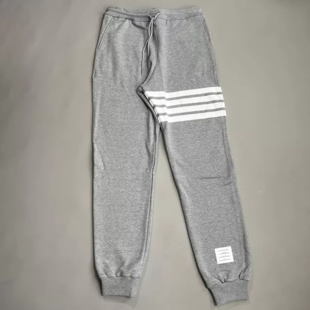 THOM BROWNE Classic Sweat Pants w/Engineered 4 Bar Loop Back Light Grey Size 4(N