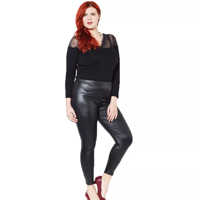 WOMEN HOT SEXY Black Wet Look Faux Leather Leggings Plus Size Slim Shiny  Pants $20.55 - PicClick AU