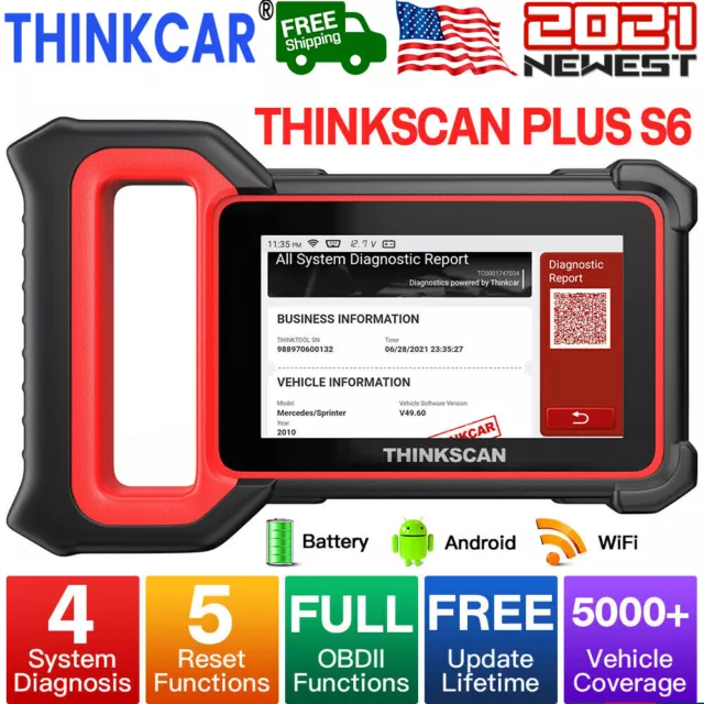 Thinkscan Plus S6 Car OBD2 Scanner Diagnostic Tool SRS ABS TPMS Oil EPB Throttle