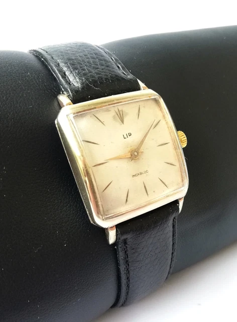 Montre Lip Carrée Mécanique Vers 1960 - Gondolo PL/OR | Montre Vintage Française Incabloc