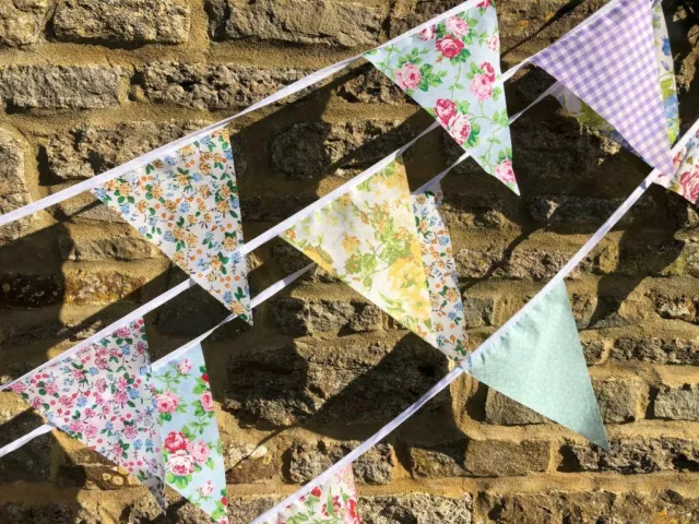 HANDMADE FABRIC BUNTING.SHABBY n CHIC,VINTAGE WEDDING FLORALS CLEARANCE FROM £3.