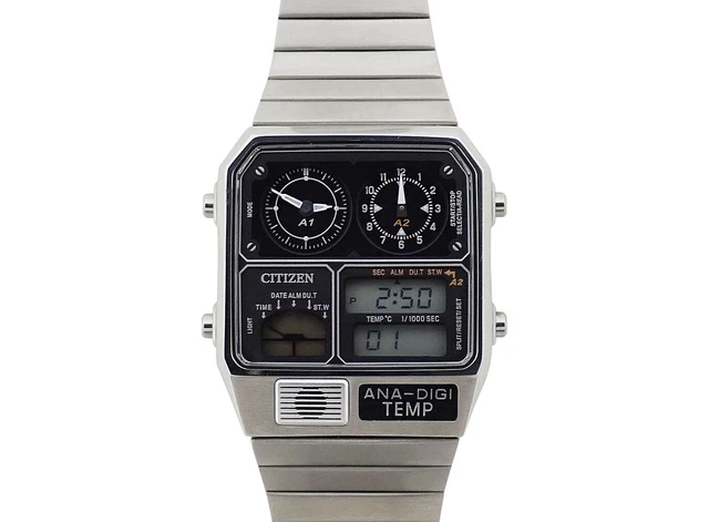 CITIZEN ANA-DIGI TEMP Reissue Silver Watch JG2101-78E