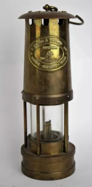 Miners Brass Lamp E. Thomas & Williams Ltd Cambrian Lamp Makers Aberdare Wales