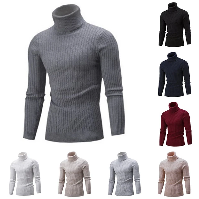 Autumu Uomo Dolcevita Maglione collo Alto M-2xl Nitted Pullover di Qualità