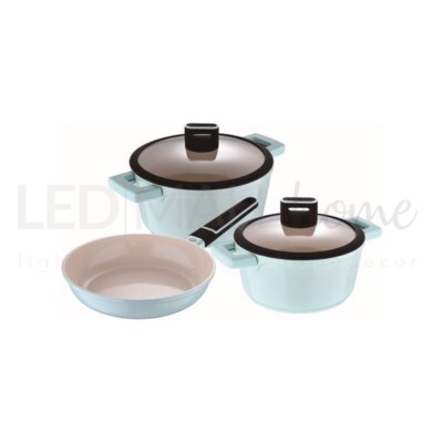 acciaio inox Argento con set padelle 18/20/24 cm Batteria da cucina 12 pezzi SAN IGNACIO Cassel acciaio smaltato e 5 ciotole con coperchi 