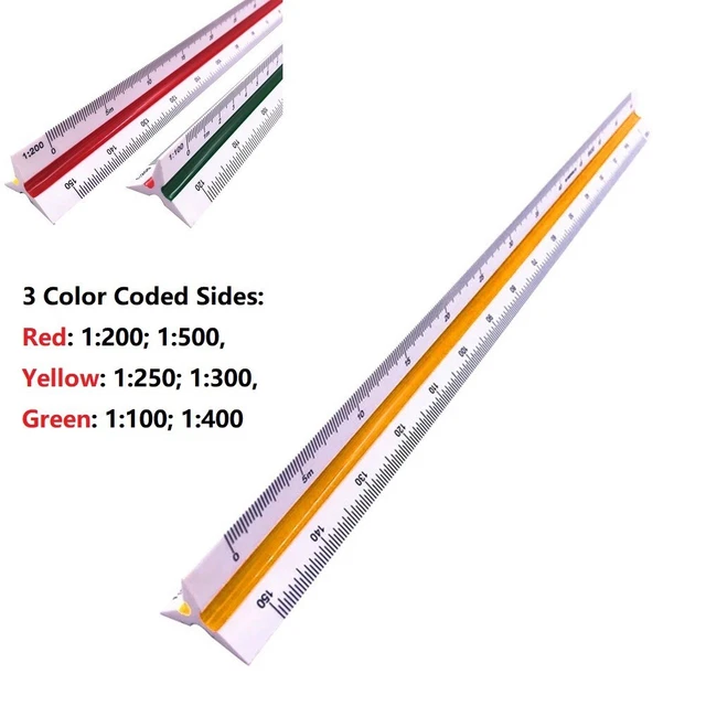Tri Rule REGOLATORE SCALA METRICA triangolare codificato a colori per un facile ...