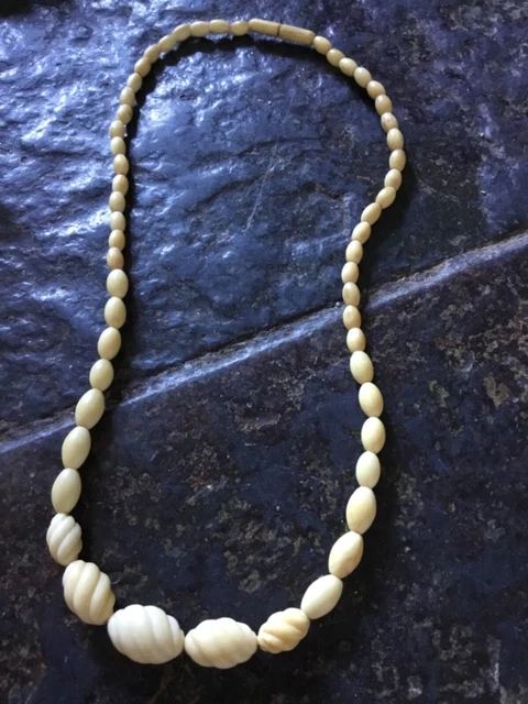 Ancien Collier Perles Pierres Naturelles Bleues – Fermoir à Vis, Bijou Vintage Pour Femme
