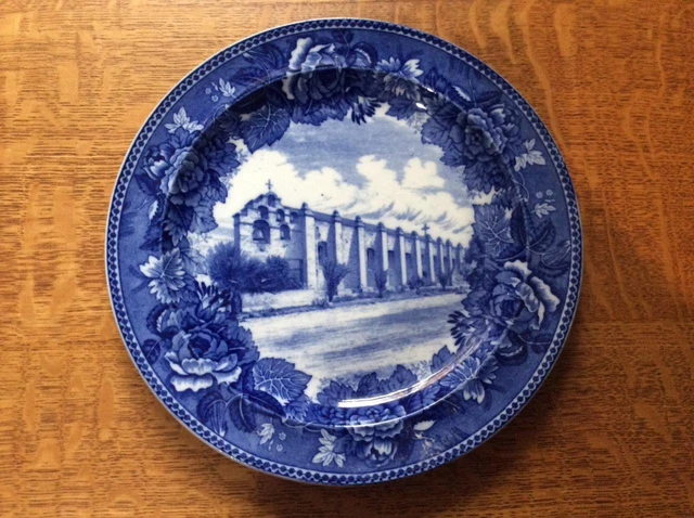 Wedgwood San Gabriel Archangel Mission 9 1/4" blue historical plate
