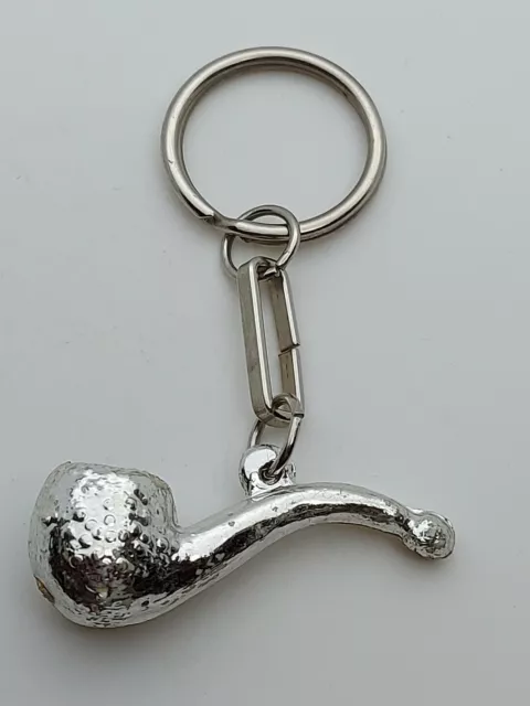 Smoking Pipe old vintage metal Keychain, key ring, key !