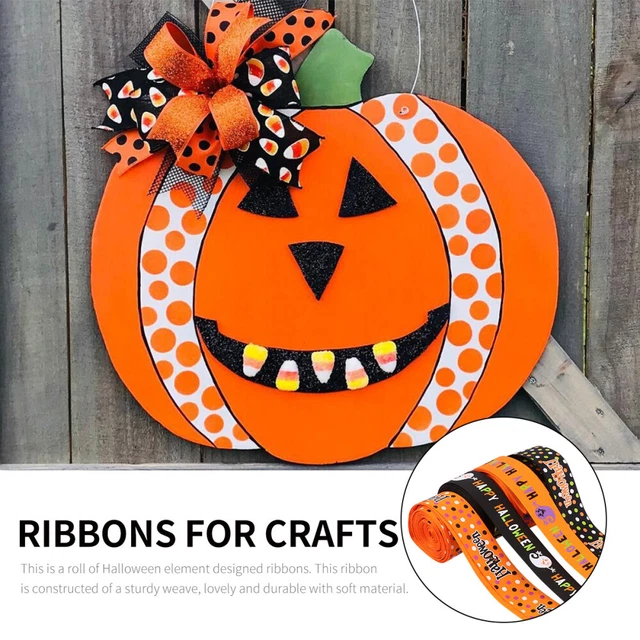 4 Pcs Polyester Halloween Webbing Gift Ribbons Black Flower Garland 3
