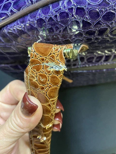Samantha Brown Travel Bag Weekend Purple Carry On Croc Embossed 11