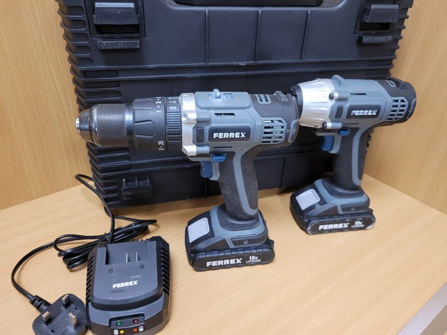 FERREX 18V CORDLESS Drill CDI1218FY Driver CDI8F Kit 2.0ah OL