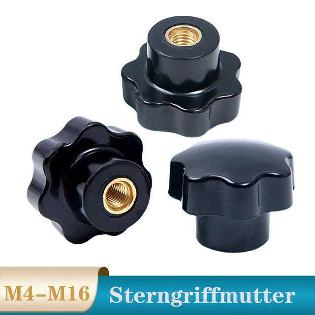 thumbnail image 2 of M4 M5 M6 Black Plum Bakelite Thumb Screws - Star Knob, Hand Tighten Bolt 2 of 6