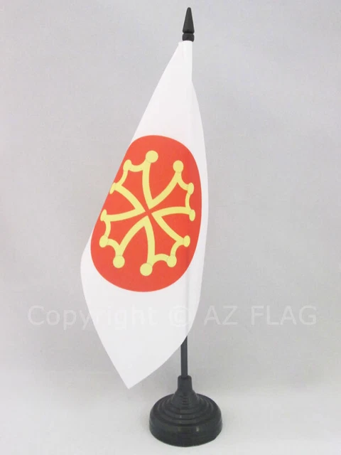 Drapeau De Table France 21x14 Cm - Petit Drapeau Bureau En Polyester - Base Incluse - Décoration Patriotique