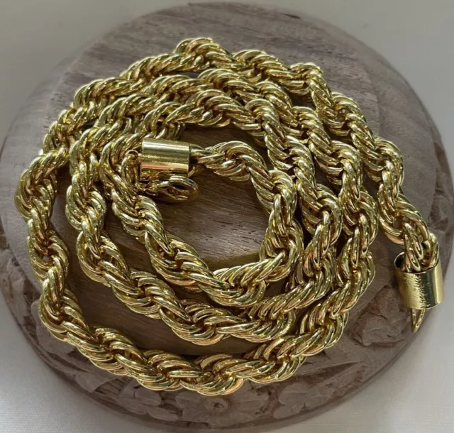 6mm Men's 24" inch Chain Gold Plated Twisted Rope Necklace Strong Choker