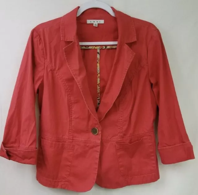 CAbi Pink Jacket Women's Blazer Size 8 Office Wear Career Casual 3/4 Sleeve