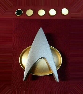 Star Trek Combadge Communicator Rank Pin Pip Badge Insignia Uniform TNG Set *
