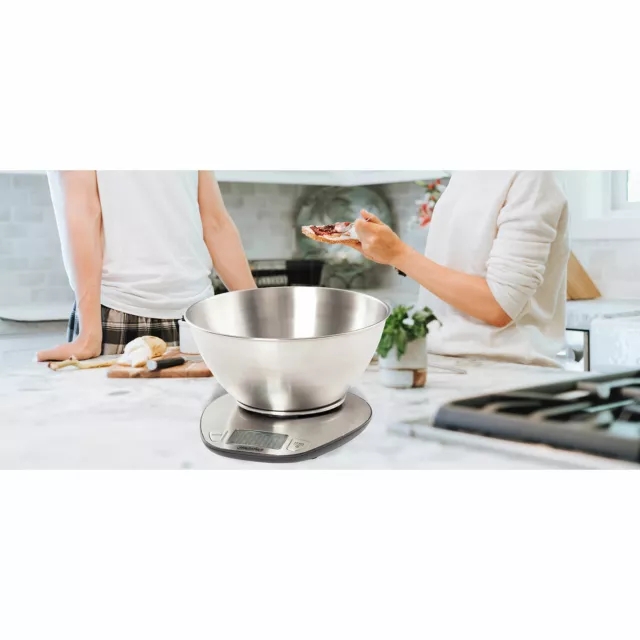 Báscula de Cocina Digital con Bol 1,8 L Removible, Acero Inoxidable, Tara 2