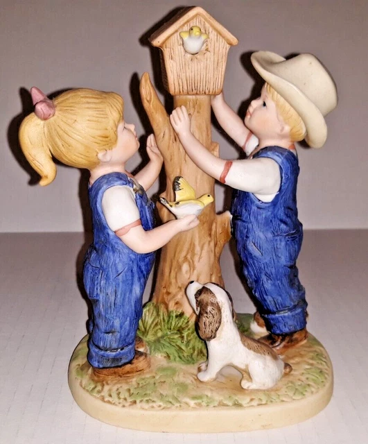 Homco Home Interiors Denim Days 1985 Item # 8888 "Our Birdhouse" Debbie Danny