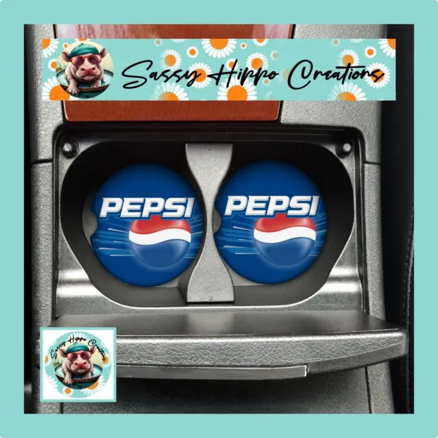 Car Coasters Pepsi Soda Pop Cola Beverage Soft Drink Set 2 Neoprene Absorbent