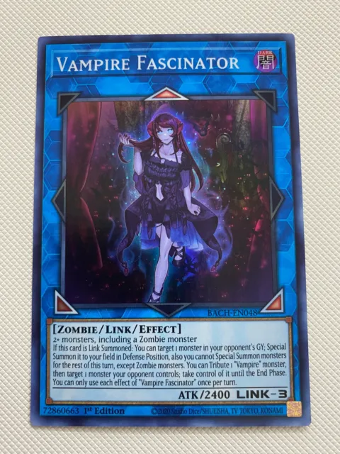 Yugioh Vampire Fascinator BACH-EN048  Super Rare 1st Edition Near Mint