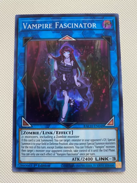 Yugioh Vampire Fascinator BACH-EN048  Super Rare 1st Edition Near Mint