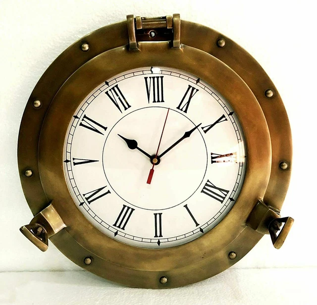 12 " Antik Marine Messing Schiff Bullauge Uhr Nautisch Wanduhr Heim Dekor