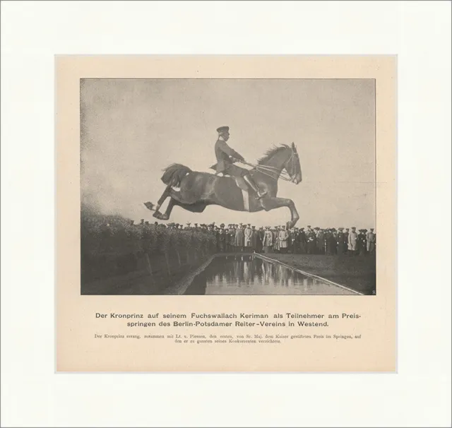 Der Kronprinz auf seinem Fuchswallach Keriman Adel Pferd Reiter F_Vintage 00641