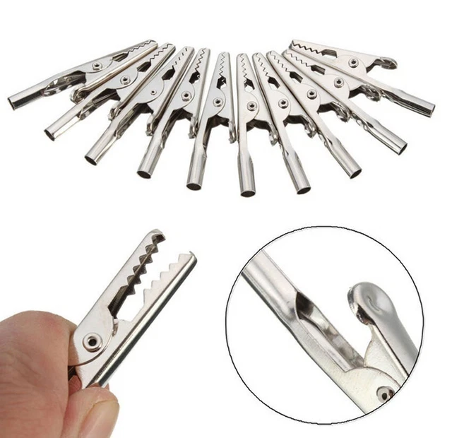 Lot De 10 Pinces Crocodiles Acier Inoxydable - Longueur 51mm (2.01") - Pour Tests électriques